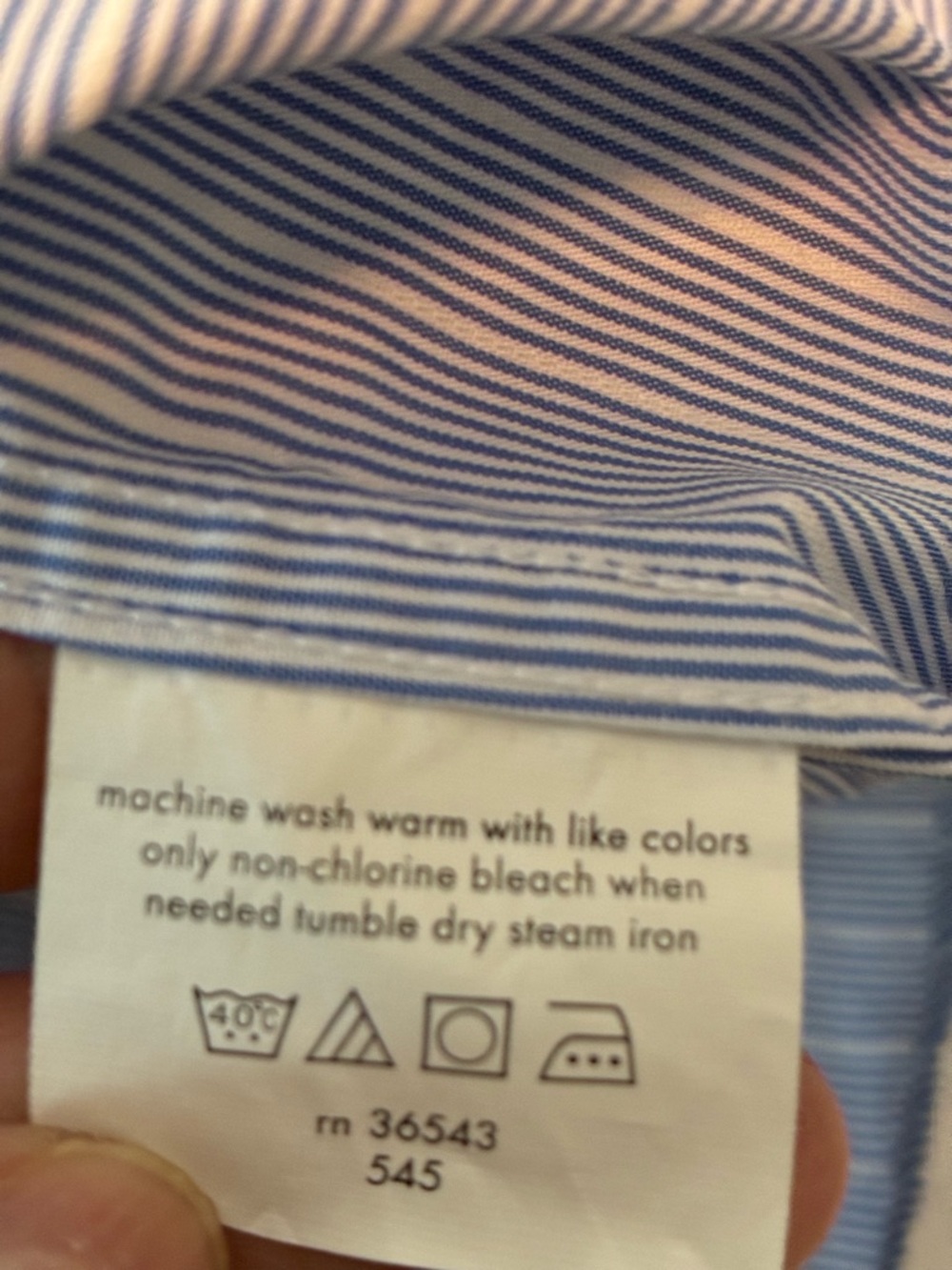 Calvin Klein Light Blue Pinstripe Dress Shirt with White Contrast Collar - Picture 5 of 6